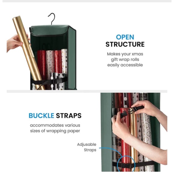 🎁 Hanging Gift Wrap 🎁 Wrapping Paper Storage 360 degrees Tissue Bow Organizer - Picture 4 of 12